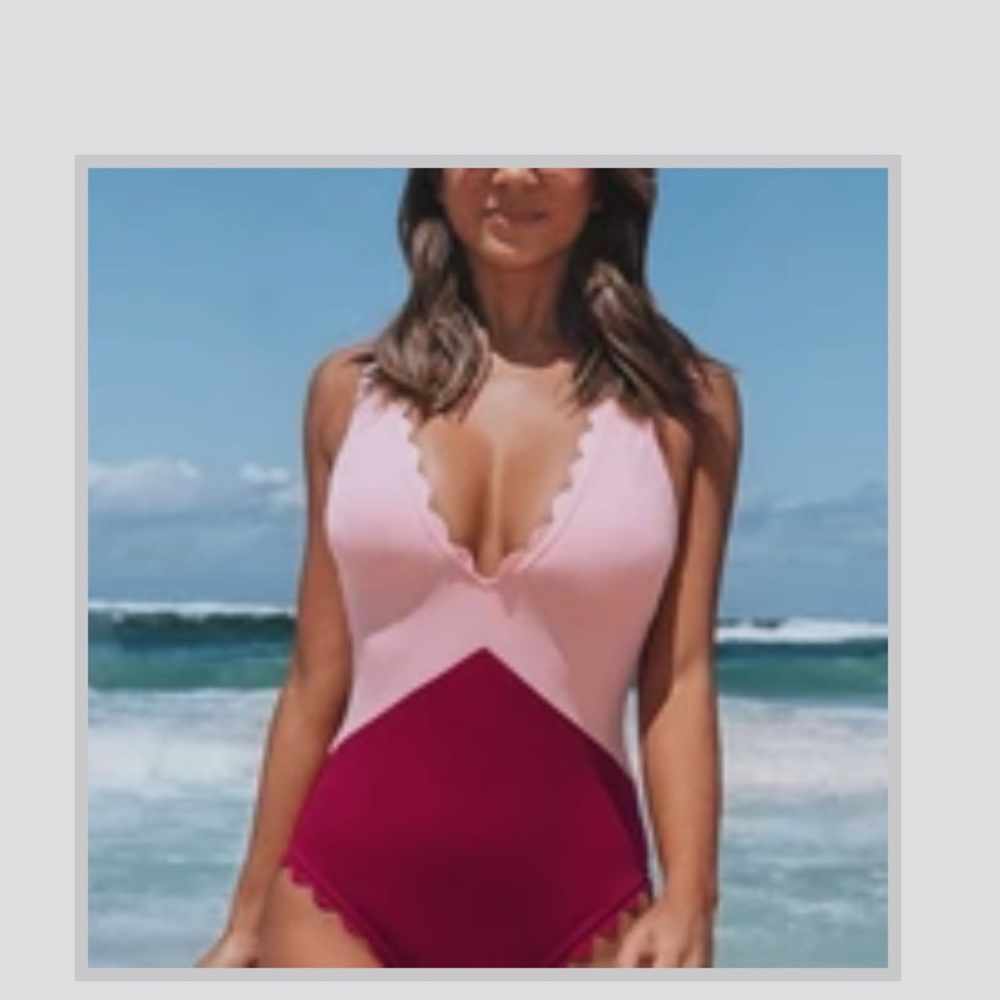 Cupshe pink and red one piece bathing suit